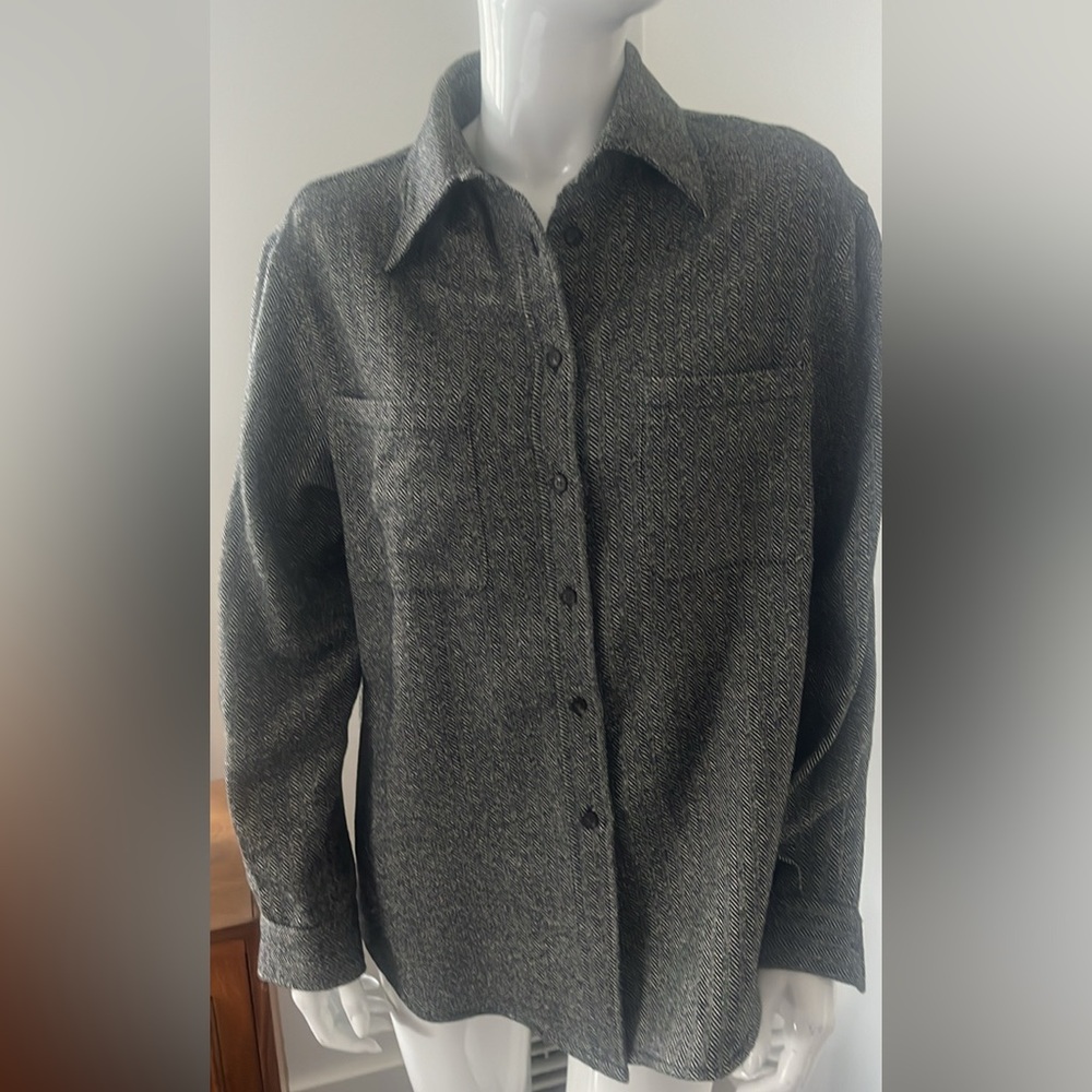 Evan Picone Black Herringbone Shirt